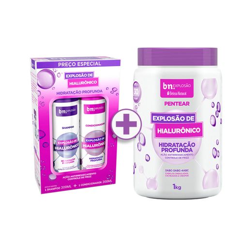 Kit Duo Shampoo 200ml + Condicionador 200ml + Creme de Pentear Explosão de Hialurônico 1Kg (3 itens) | bn.Cachos Kit Duo Shampoo 200ml + Condicionador 200ml + Creme de Pentear Explosão de Hialurônico 1Kg (3 itens) | bn.Cachos